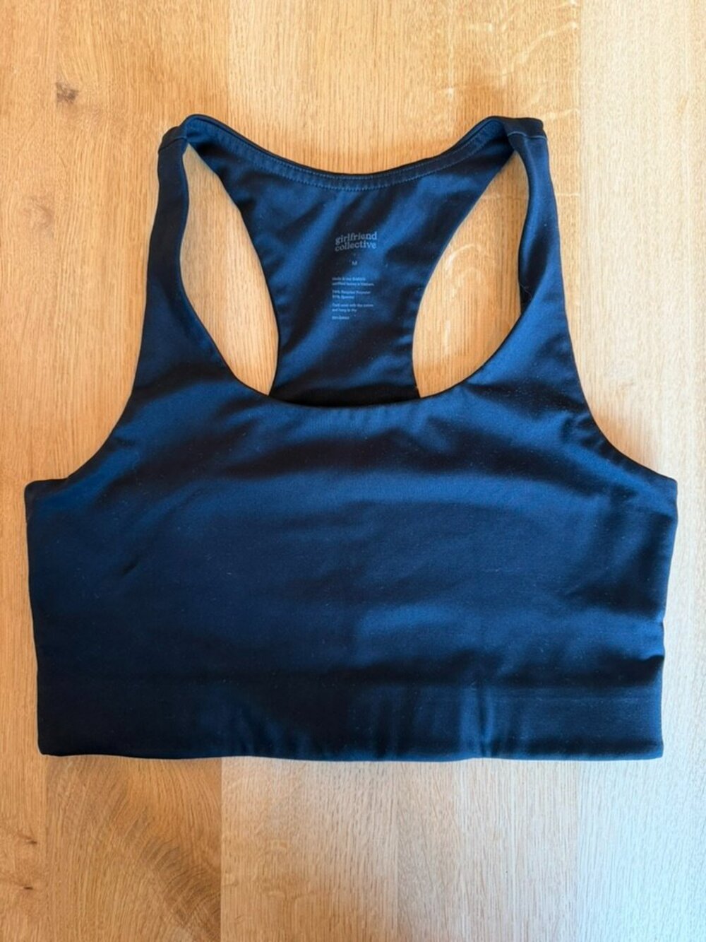 Girlfriend Collective Black Racerback Longline Sports Bra Size Medium